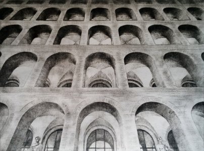 facciata palazzo e.u.r. 2019 puntasecca